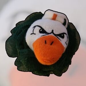 (1)UM Miami Hurricanes Bath Loofah Sponge on String w/ Orange and Green Accents